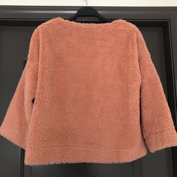 Madewell oversized fuzzy rust/peach lined cropped sweater with cropped sleeve - Picture 4 of 5
